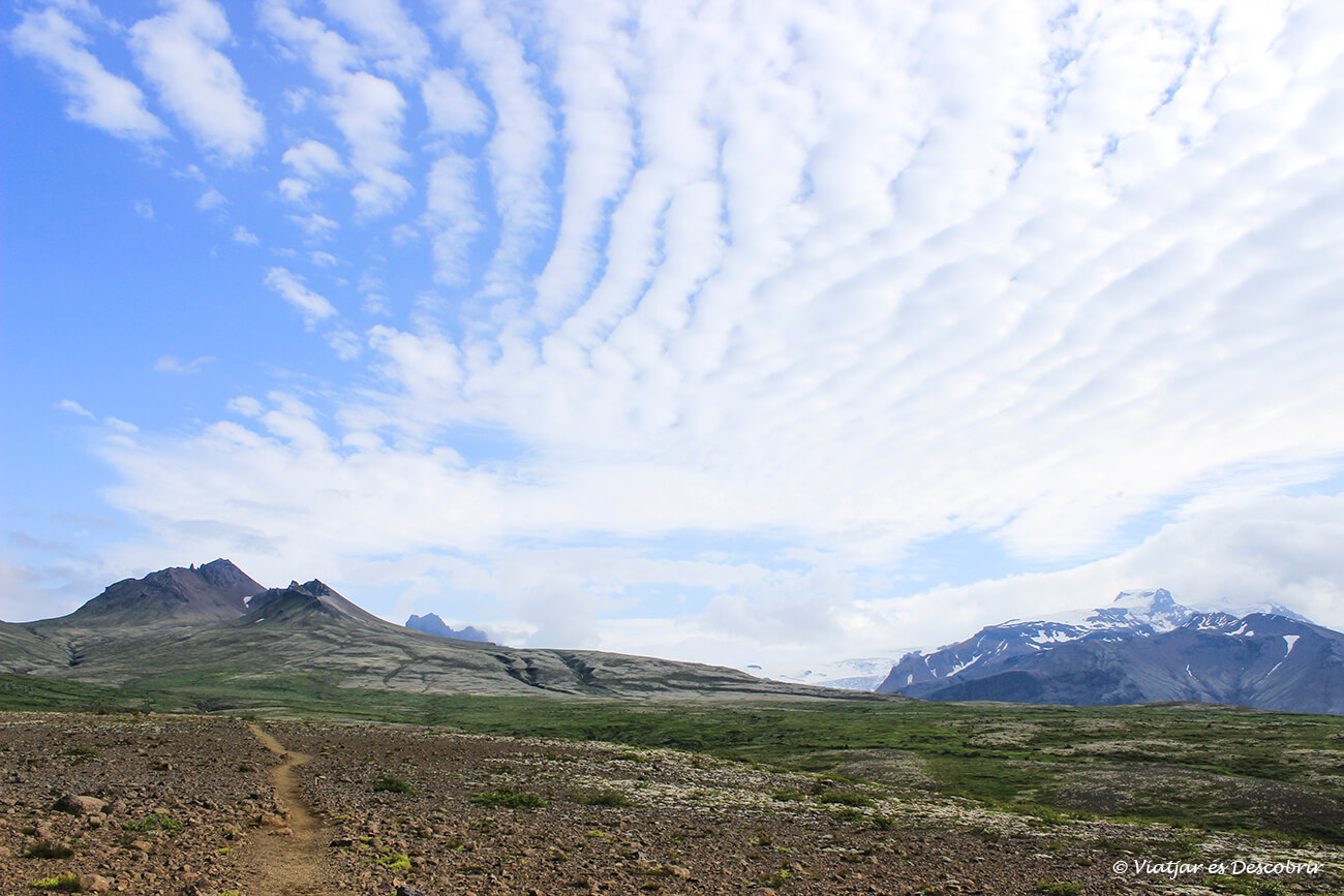 paisaje volcánico visto desde el mirador Sjónarsker