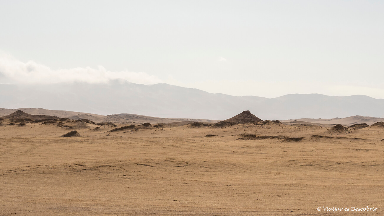 paisaje del desierto por donde avanza el carril bici que permite visitar la Reserva Nacional de Paracas por libre