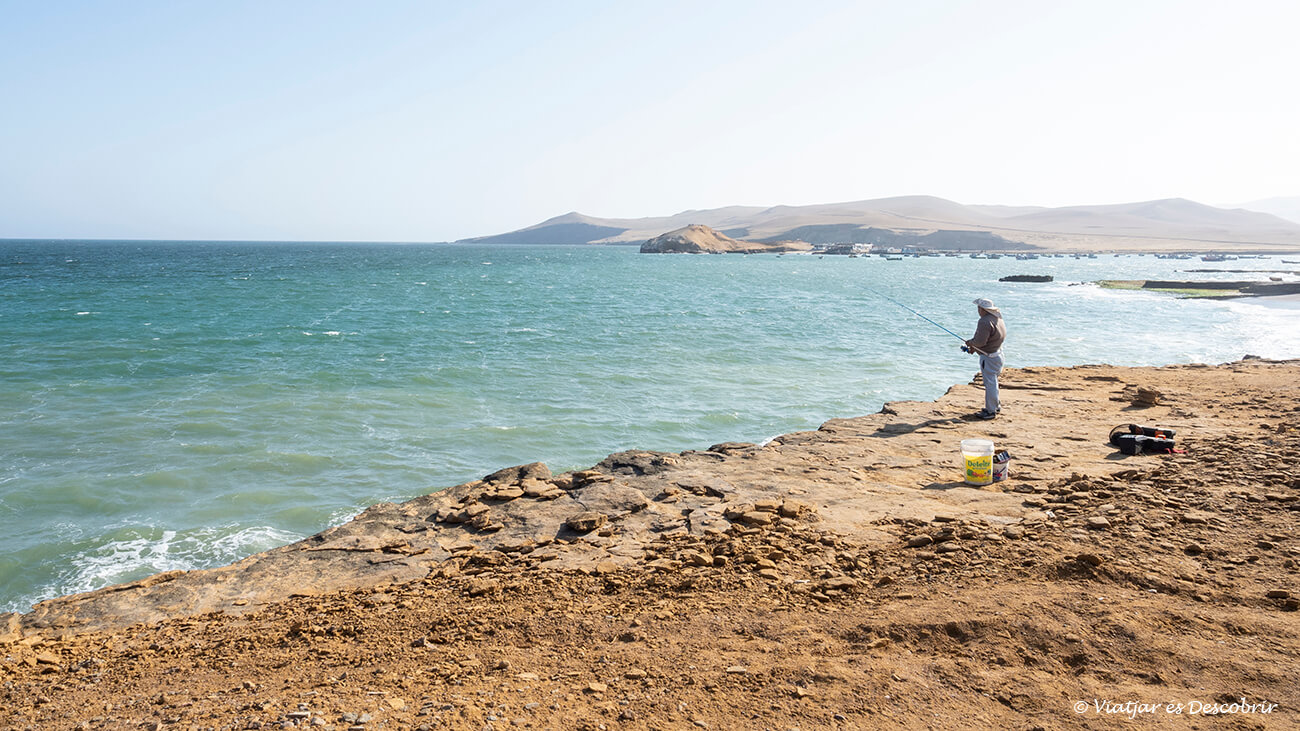 imagen de un pescador durante un recorrido por la reserva nacional de paracas por libre