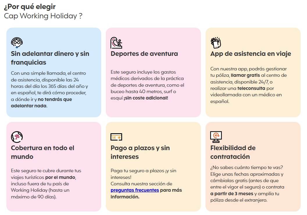 resumen de las condiciones por las que recomiendo el seguro Chapka Working Holiday