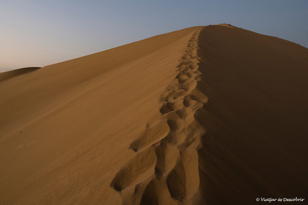 detalles de la duna más alta del oasis de Huacachina donde vale la pena subir para ver la puesta de sol