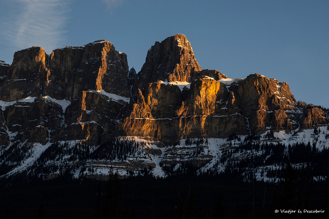 detalles de la Castle Mountain en Banff en mi viaje a Canadá en invierno