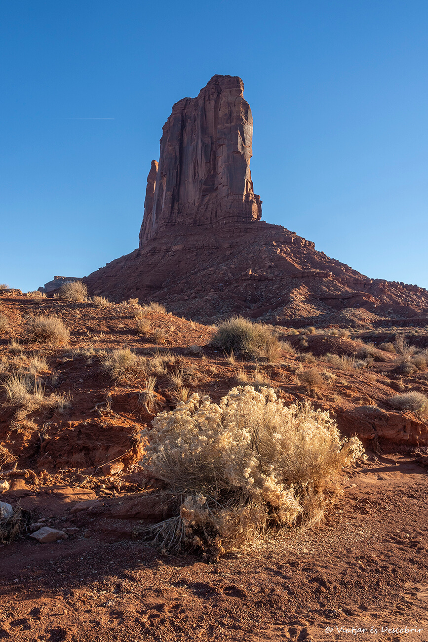vista cercana de los Mittens del desierto de los navajos