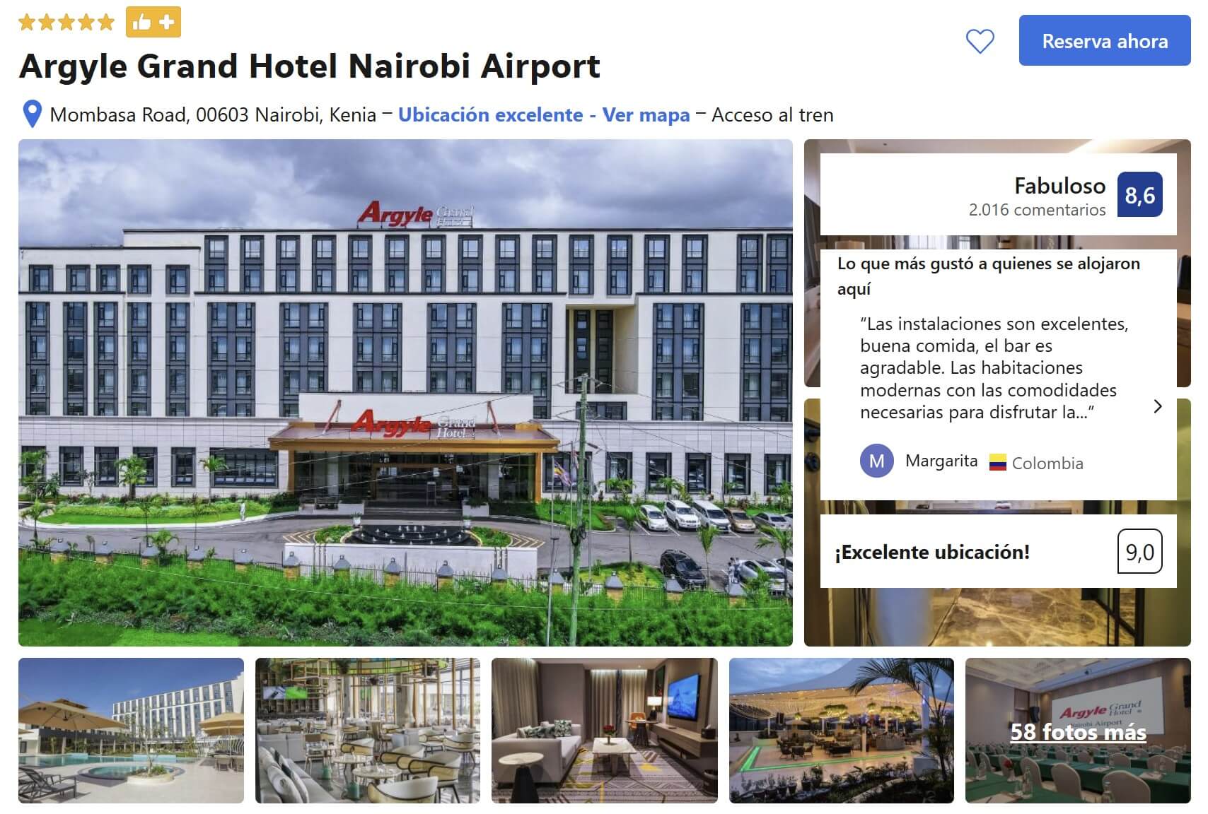 instalaciones del hotel de cinco estrellas mas recomendable en Nairobi