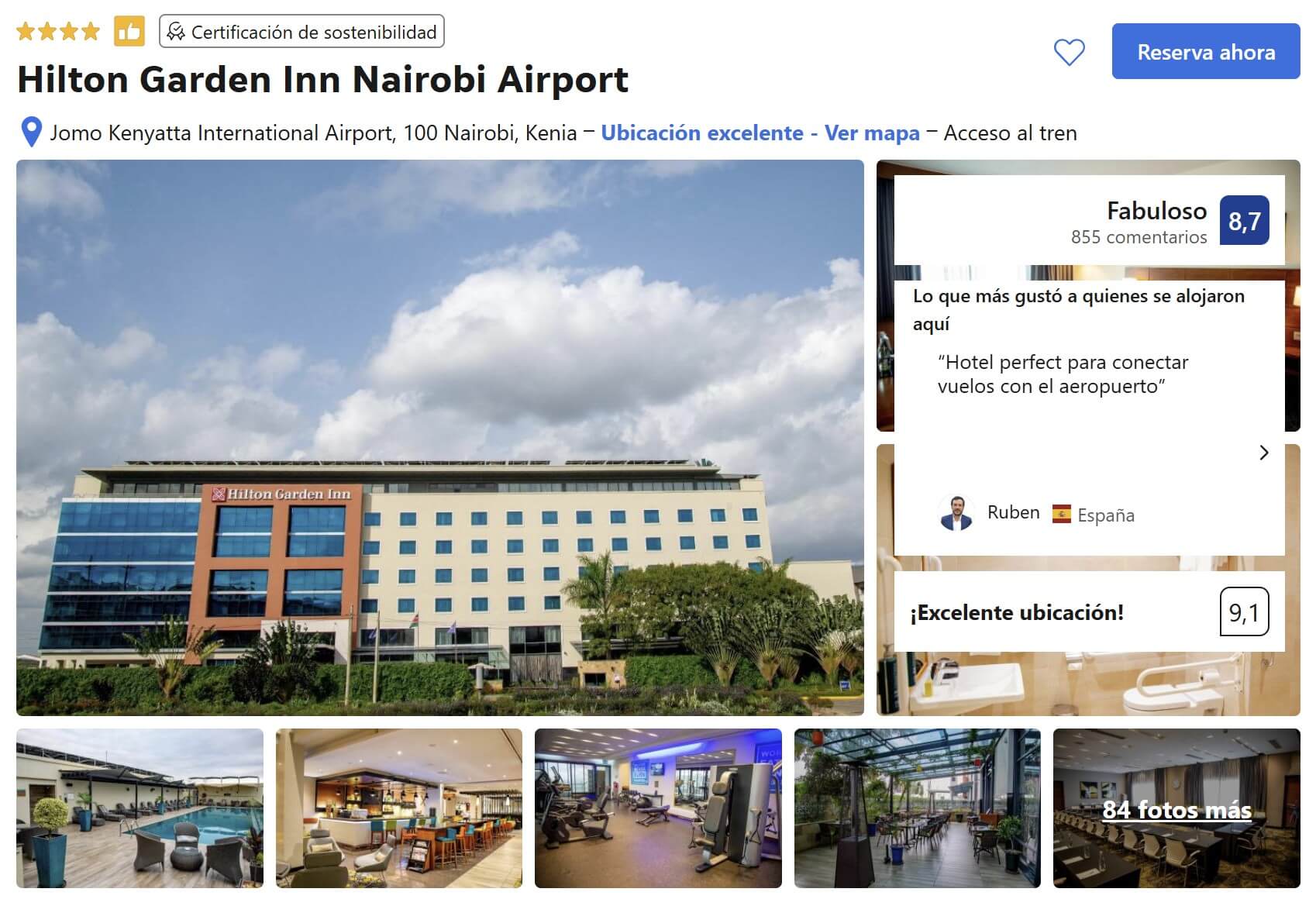 habitaciones en el hotel Hilton donde alojarse en Nairobi cerca del aeropuerto